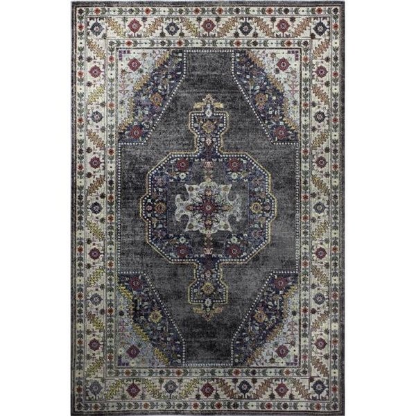 Bashian Bashian C186-GY-2.6X8-R101 Bashian Charleston Collection Floral Transitional Polypropylene Machine Made Area Rug; Grey - 2 ft. 6 in. x 8 ft. C186-GY-2.6X8-R101